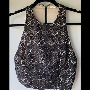 Beaded Lace Alice and Olivia Racerback crop top